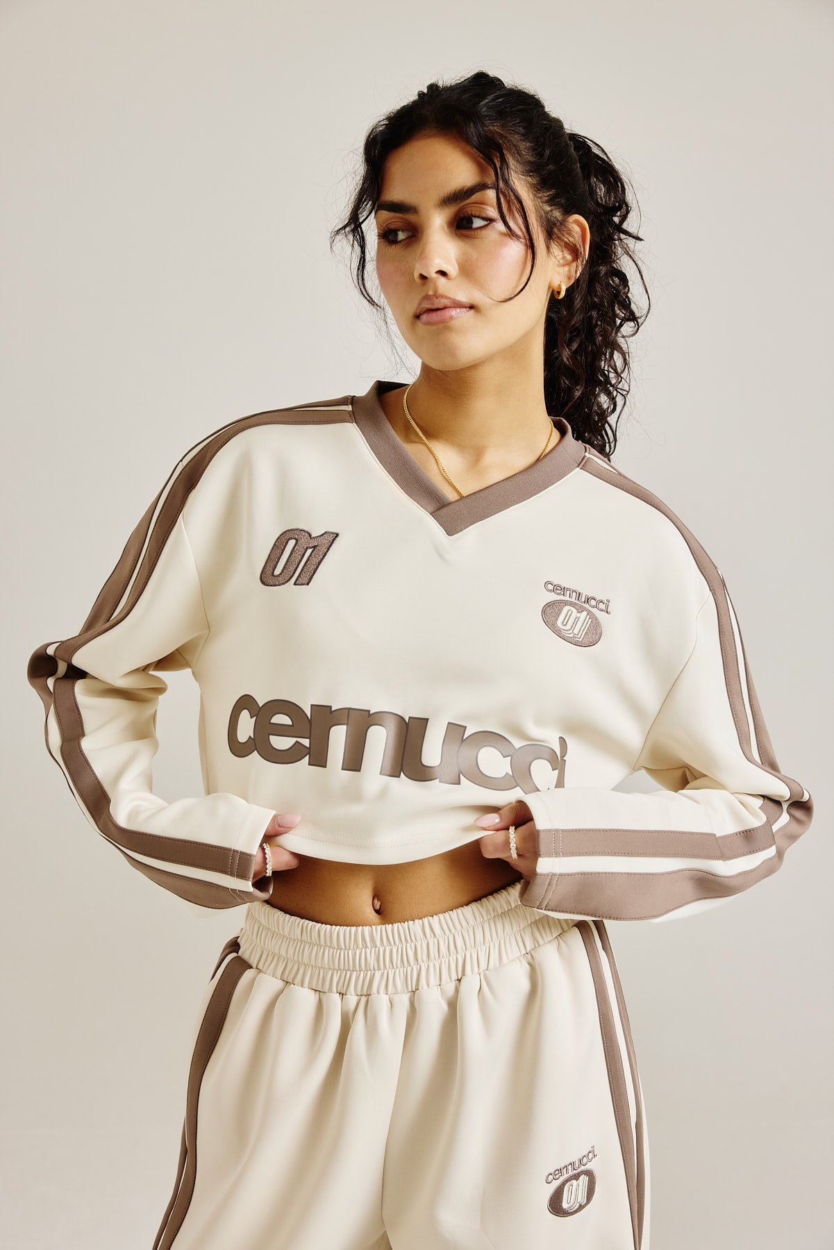 Kurzes Fußballtop – Cremeweiß